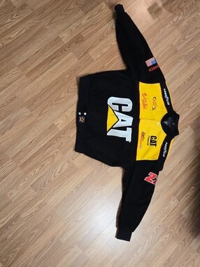 CAT Ward Burton 22 Racing Logo Crewneck Jacket - Black & Yellow